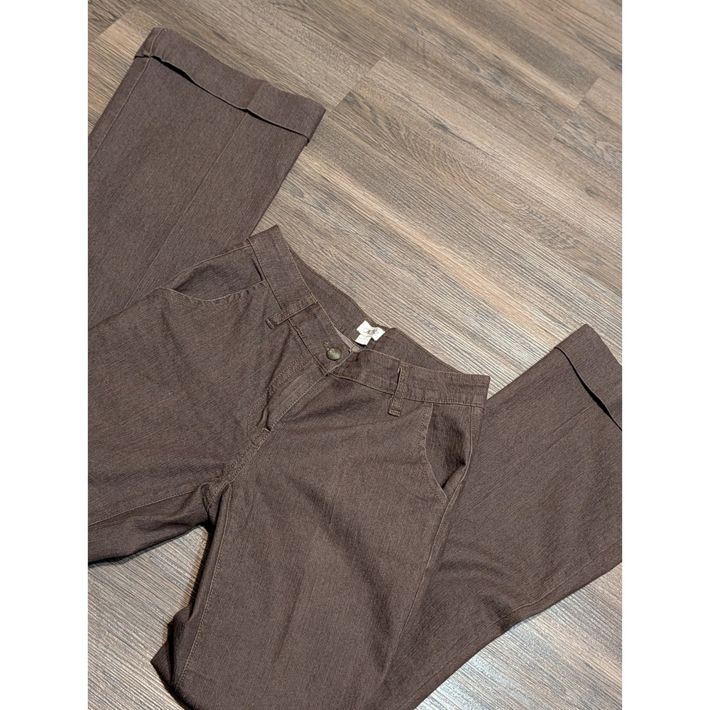 Cache Brown Cuffed Wide Leg Trouser Jeans Size 2 Flare Y2K Office Siren Denim